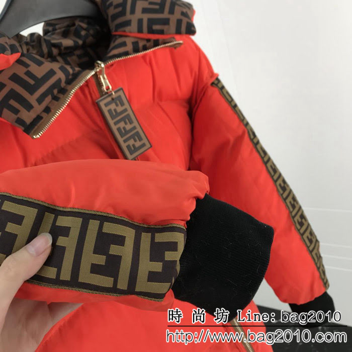 FENDI芬迪 18Fw秋冬新款 專櫃同步明星同款 FF圖案橙色 兩面穿棉服 寬鬆舒適麵包服 ydi2222